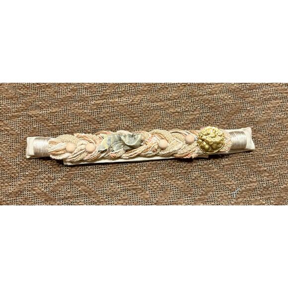 Vintage Carolyn Tanner Designs Braided Belt Cream Textured 36" long 2" wide - Picture 9 of 10
